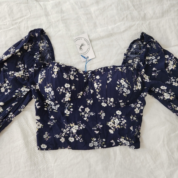 NWT Kenzie Floral Corset Blouse sweetheart neck - Picture 7 of 15